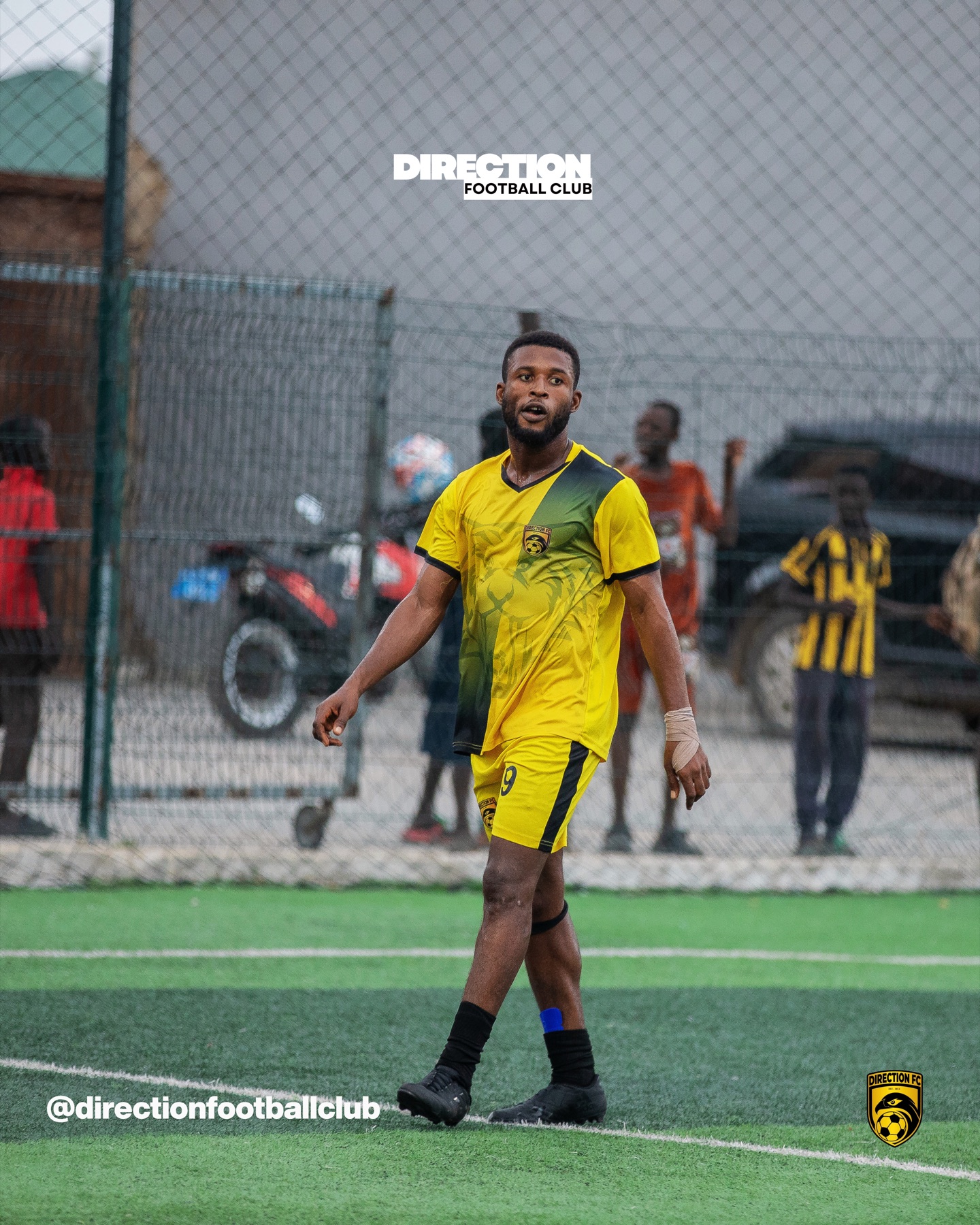 Direction FC player number 9 on the pitch.